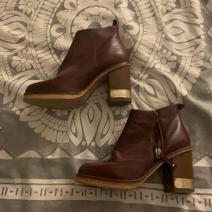 Leather heeled ankle boots